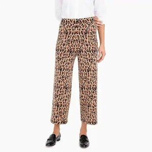 NWT J.Crew x Demylee Leopard Print Wool Wide Leg Pants, Size M